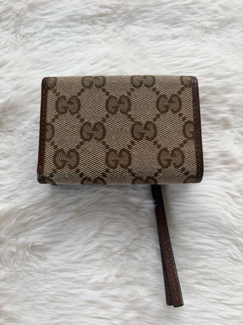 GUCCI ブラウン三つ折り財布 GGパターン