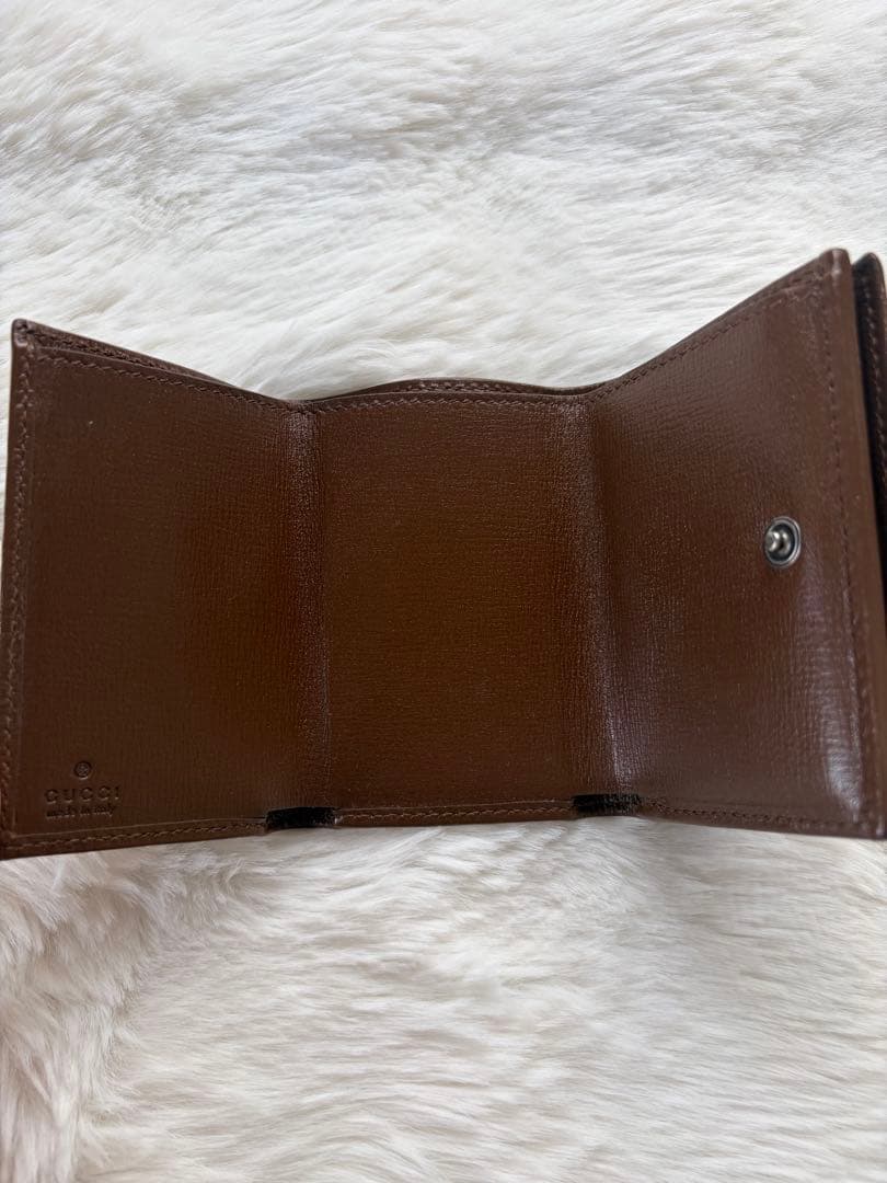 GUCCI ブラウン三つ折り財布 GGパターン