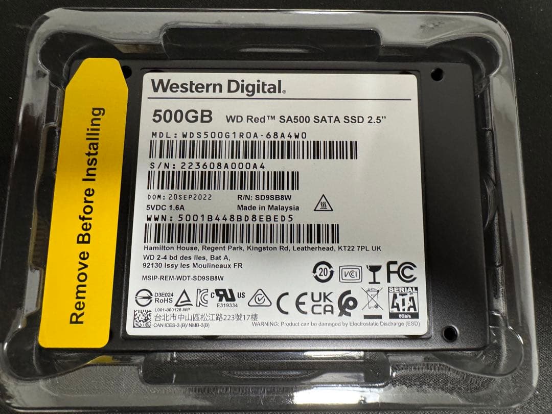 【未使用品】WD Red SA500 500GB SATA SSD 2.5インチ