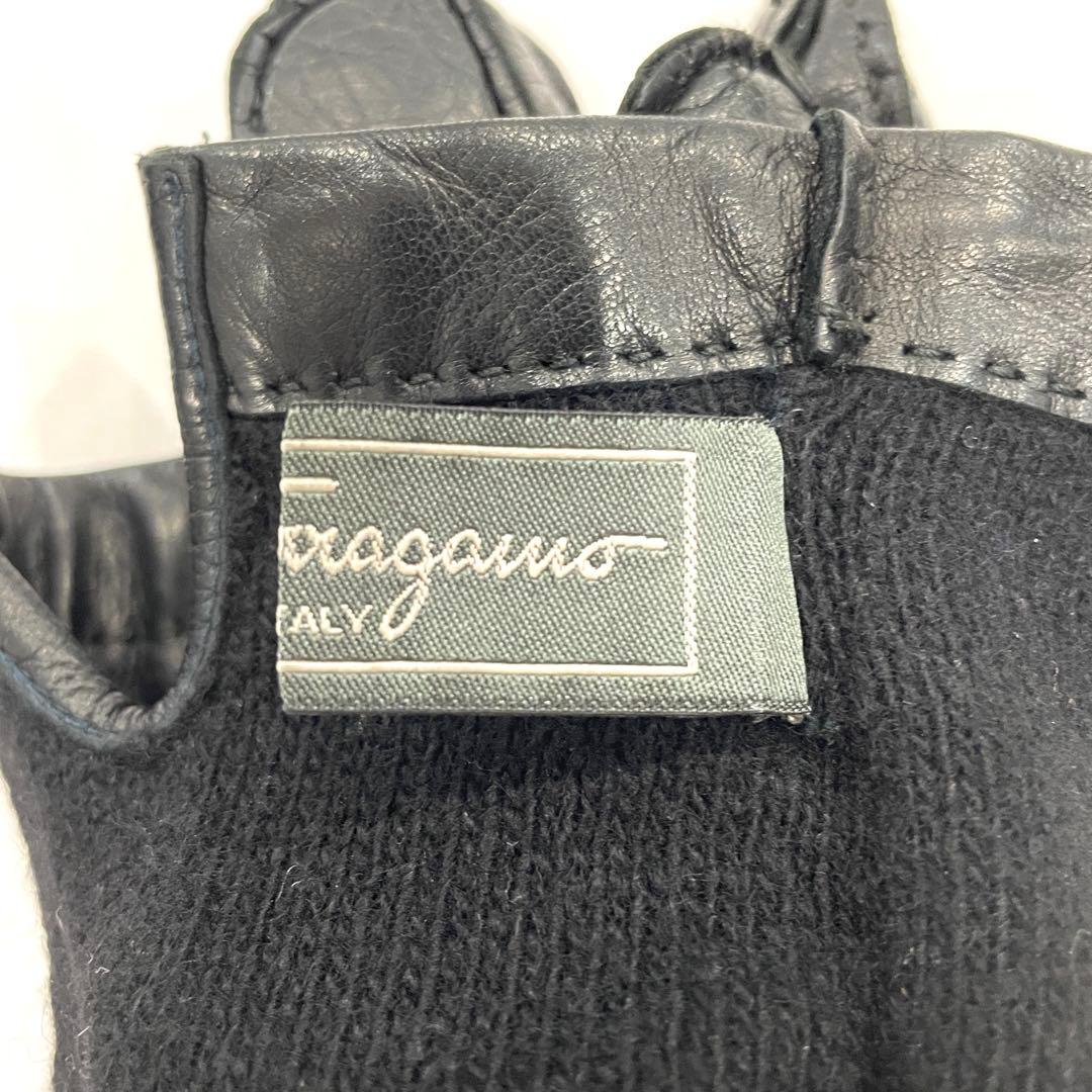 Y502-119　salvatore Ferragamo　レザー手袋　ブラック