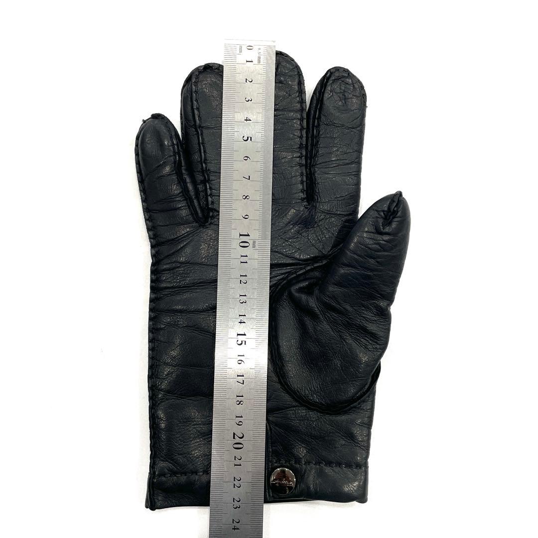 Y502-119　salvatore Ferragamo　レザー手袋　ブラック