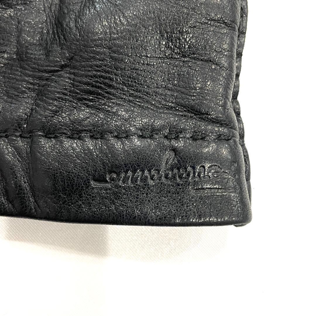 Y502-119　salvatore Ferragamo　レザー手袋　ブラック