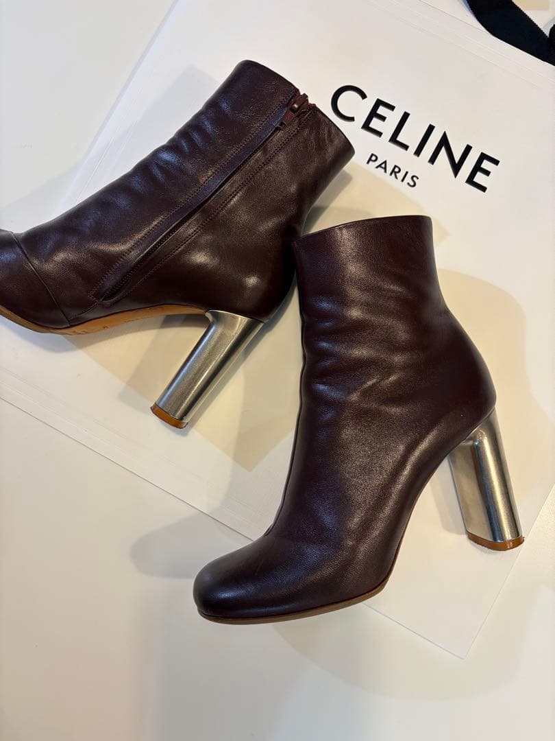 yhk.13 　CÉLINE セリーヌ　ブーティダークブラウンレザー 36