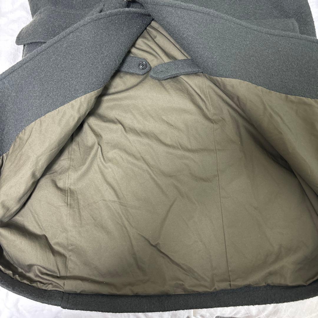 hmskinblurhms ウールメルトンダッフルコート カーキグレイ