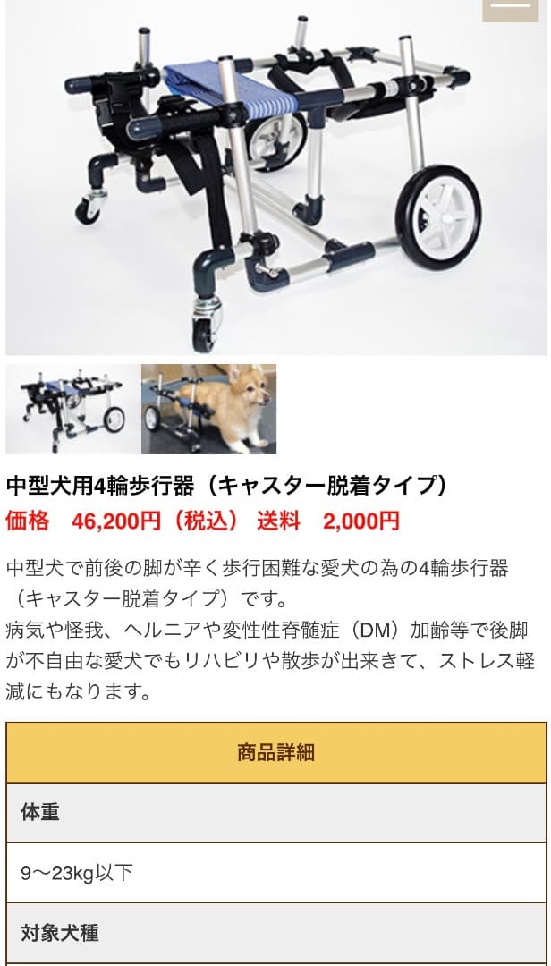 犬　車椅子　中型犬　四輪　わんワーク　老犬