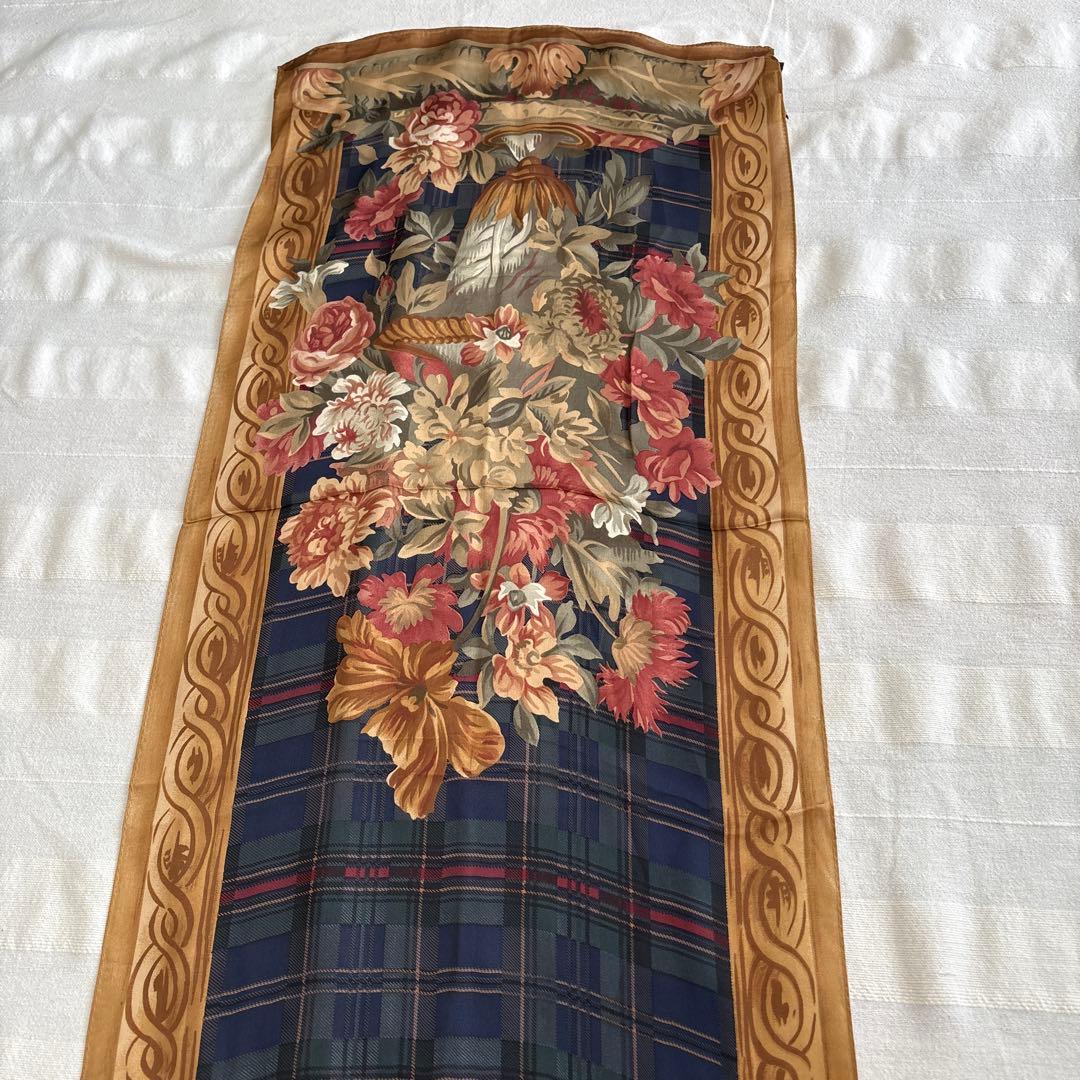 ラルフローレン　シルク　ストール　RALPH LAUREN 花柄　ビンテージ