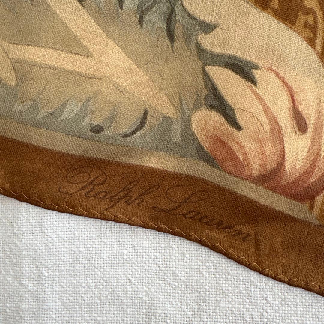 ラルフローレン　シルク　ストール　RALPH LAUREN 花柄　ビンテージ