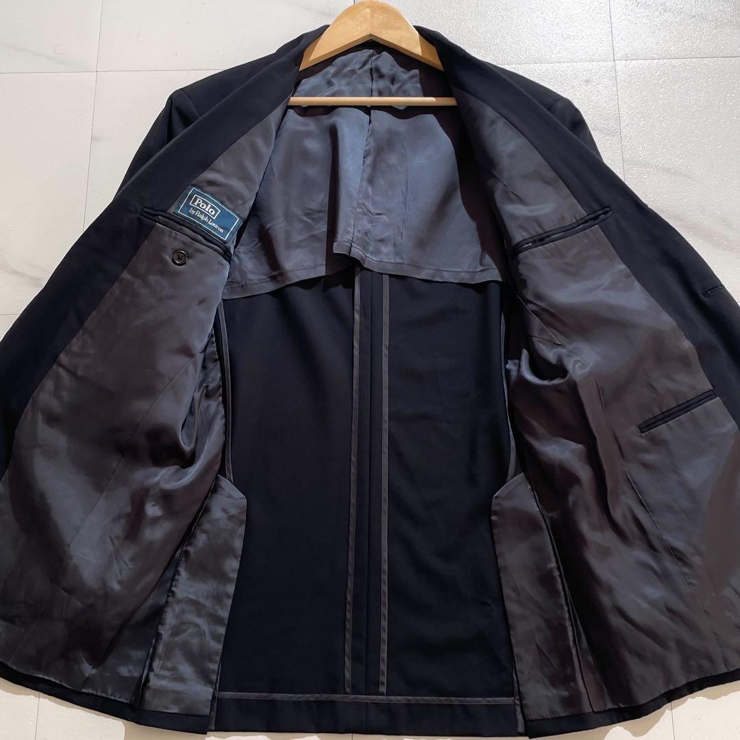 【美品】ラルフローレン 紺ブレ 銀ボタン Lサイズ シングル 背抜き ウール