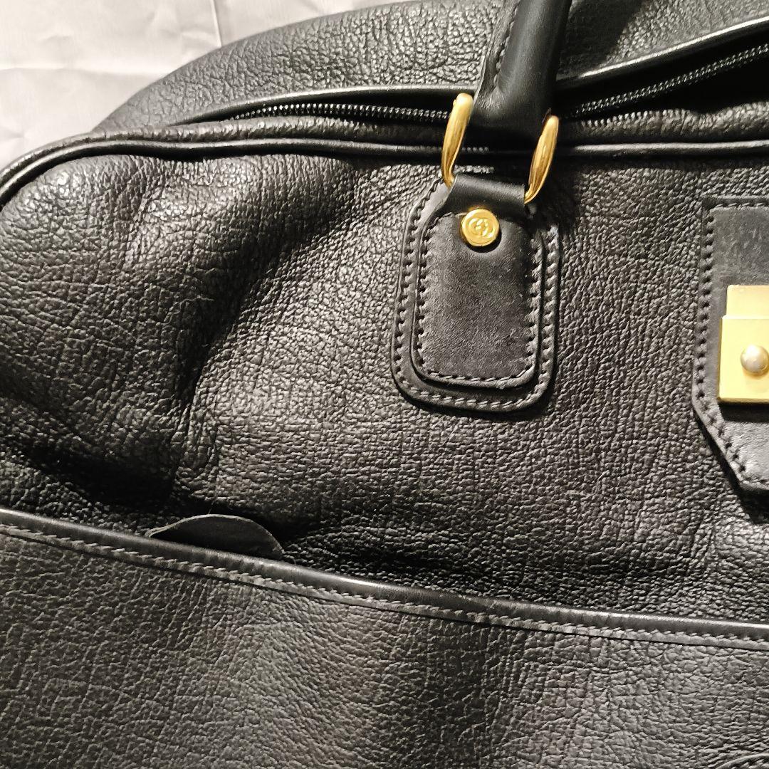 【本革希少モデル】GUCCI オールドグッチ ボストンバッグ ブラック 大容量