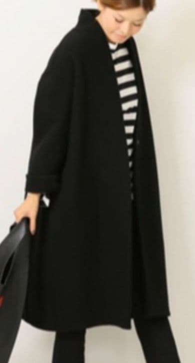 DEUXIEME CLASSE ☆ ダブルフェイスノーカラーコート・Black