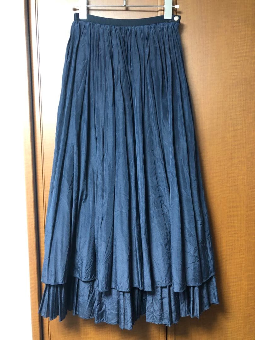 【Drawer ドゥロワー】シルクコットンスカート　ギャザーロングスカート