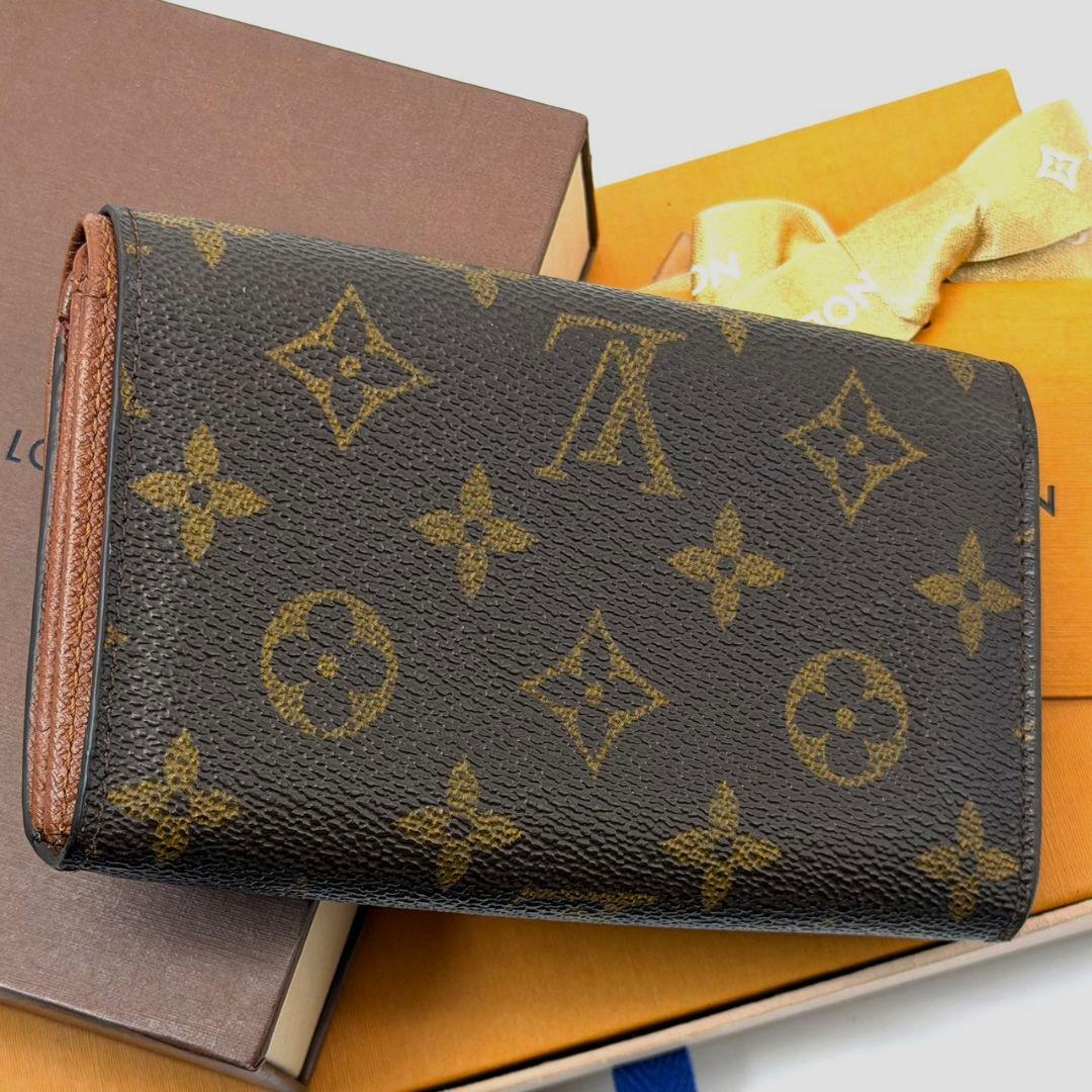 良品 ルイヴィトン モノグラム ポルトモネ ビエ トレゾール L字 財布 茶色