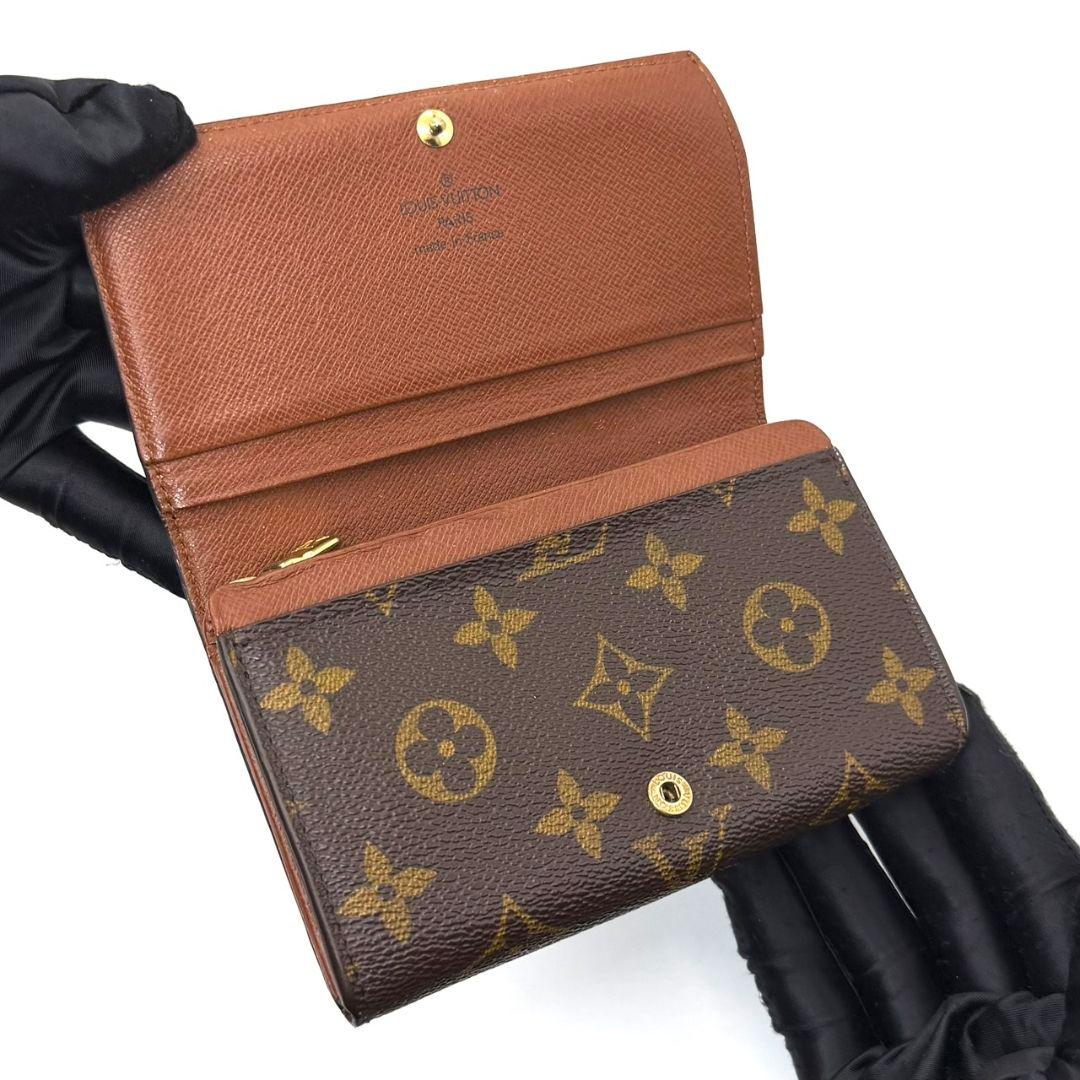 良品 ルイヴィトン モノグラム ポルトモネ ビエ トレゾール L字 財布 茶色