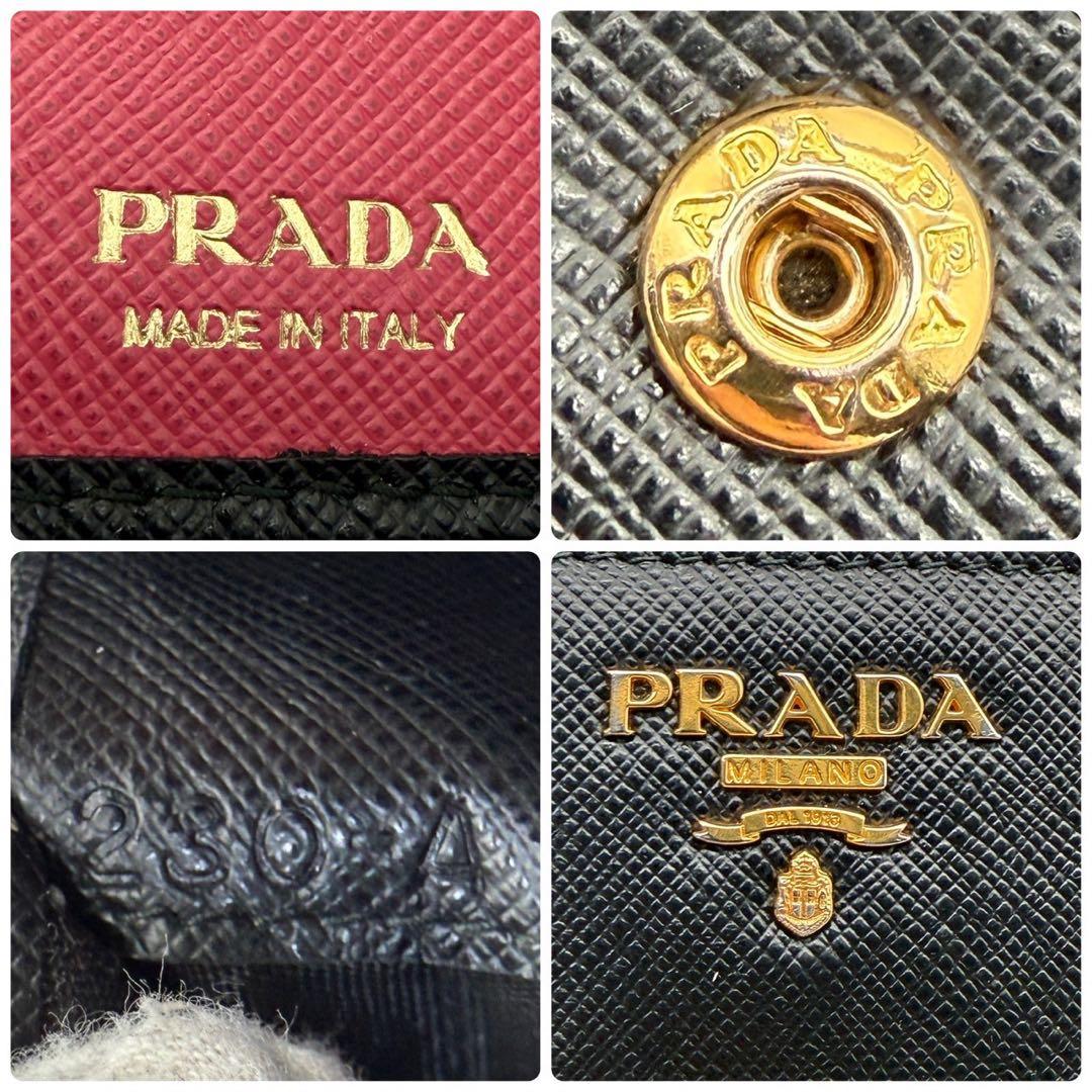 極美品 PRADA 6 サフィアーノ 二つ折財布 Lジップ コンパクトウォレット