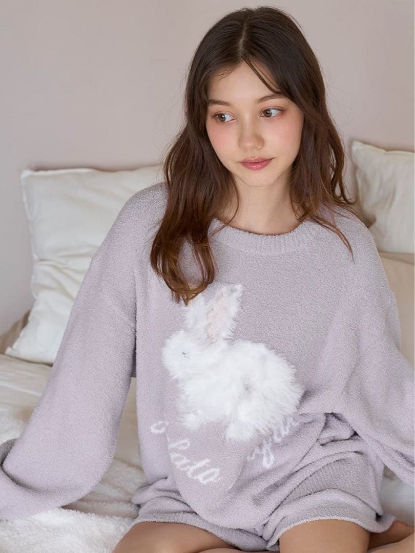 新品 ジェラートピケ ベビモコラビットジャガードプルオーバー＆ショートパンツ