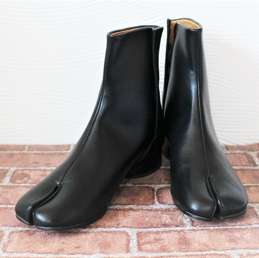 足袋ブーツ 牛革製 23.5cm 3.5cmヒール ショートブーツ レディース