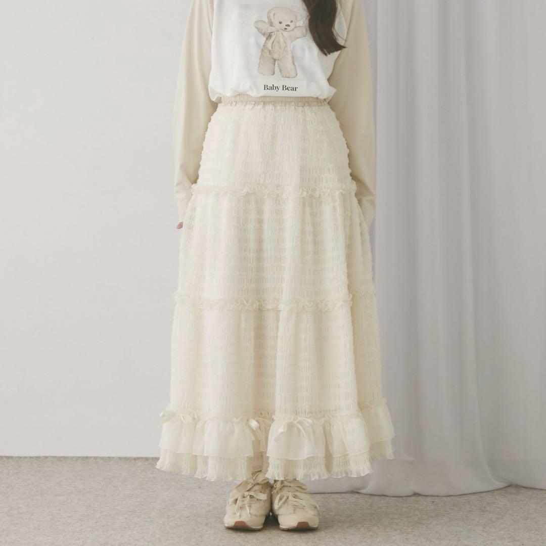 【新品】Merry jenny ribbonチュールギャザーフレアスカート