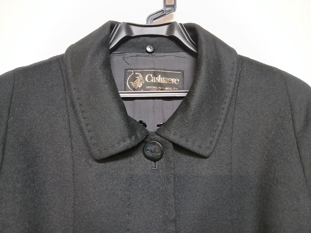 クリーニング済み カシミヤ100％ロングコート 13AR 黒