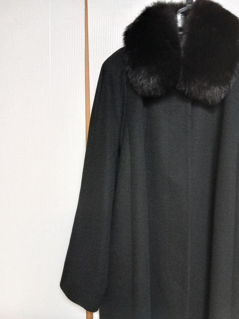 クリーニング済み カシミヤ100％ロングコート 13AR 黒