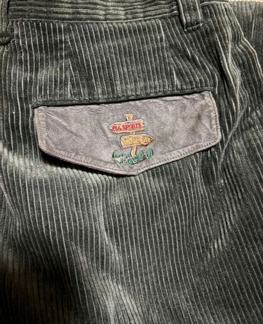 90s コーデュロイ バギー ワイド パンツ 太畝 古着 レーヨン混