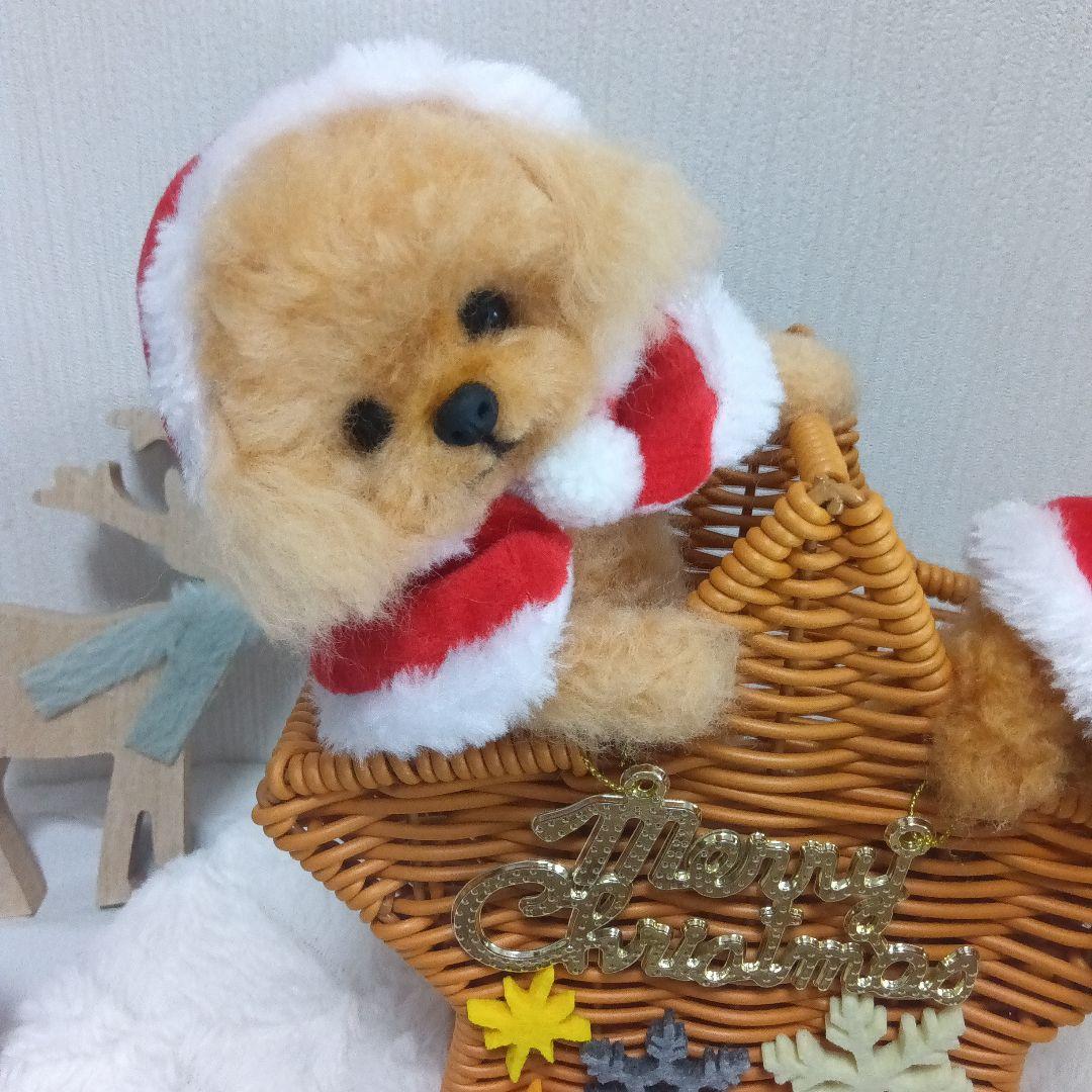 羊毛フェルト　トイプードル　クリスマス