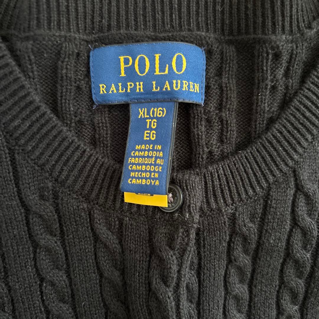 美品　POLO RALPH LAUREN コットンケーブルカーディガン　ブラック