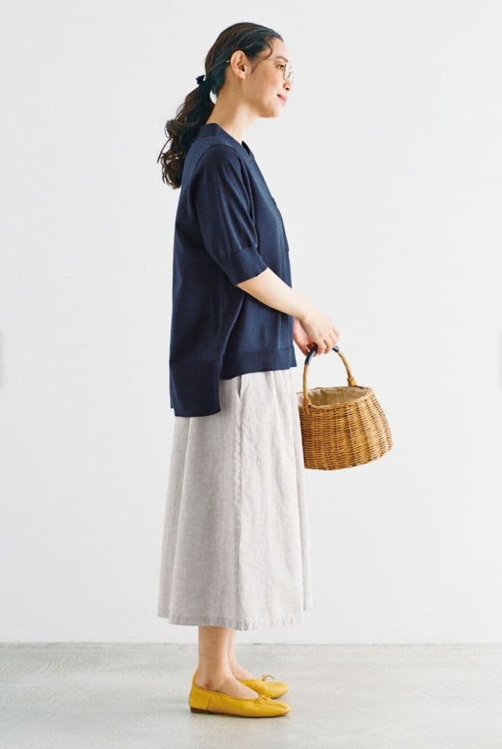 【新品・未使用】アンドマイラ　息抜きキュロットパンツ　麻綿　グレー　大きいサイズ