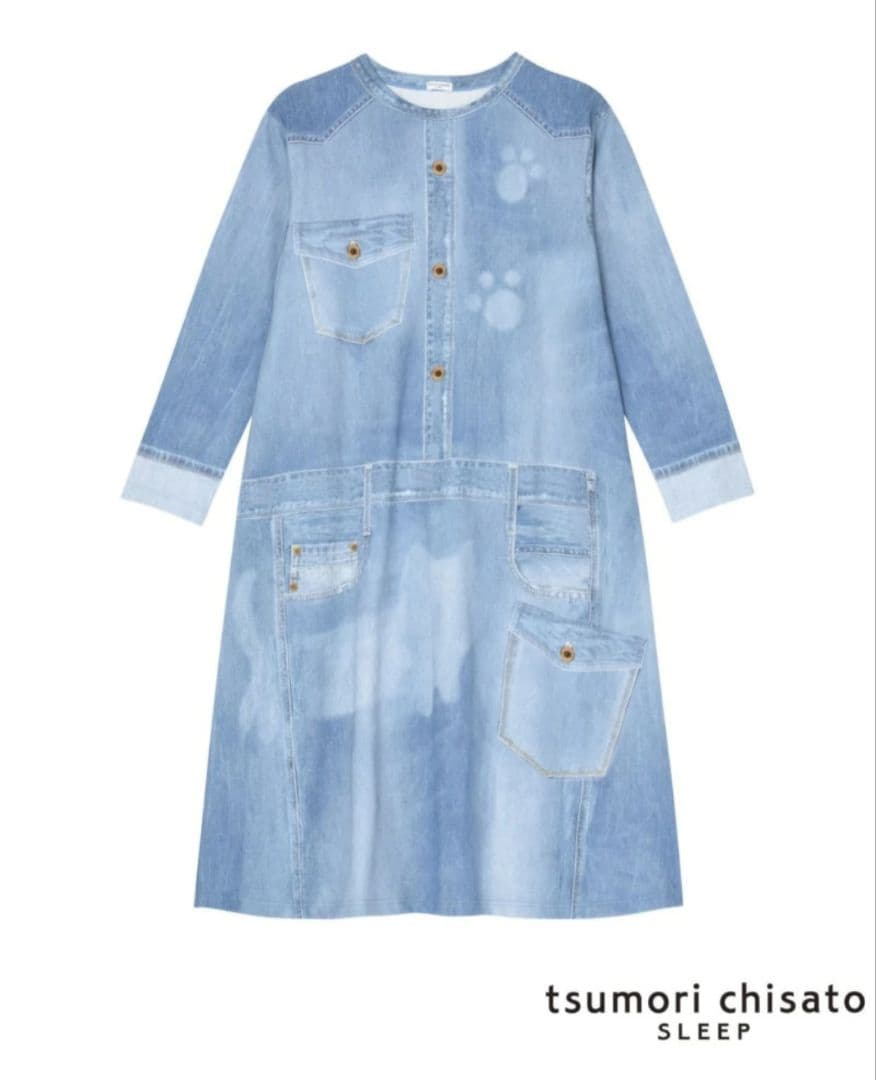 【新品】ツモリチサト デニム風 ワンピース L