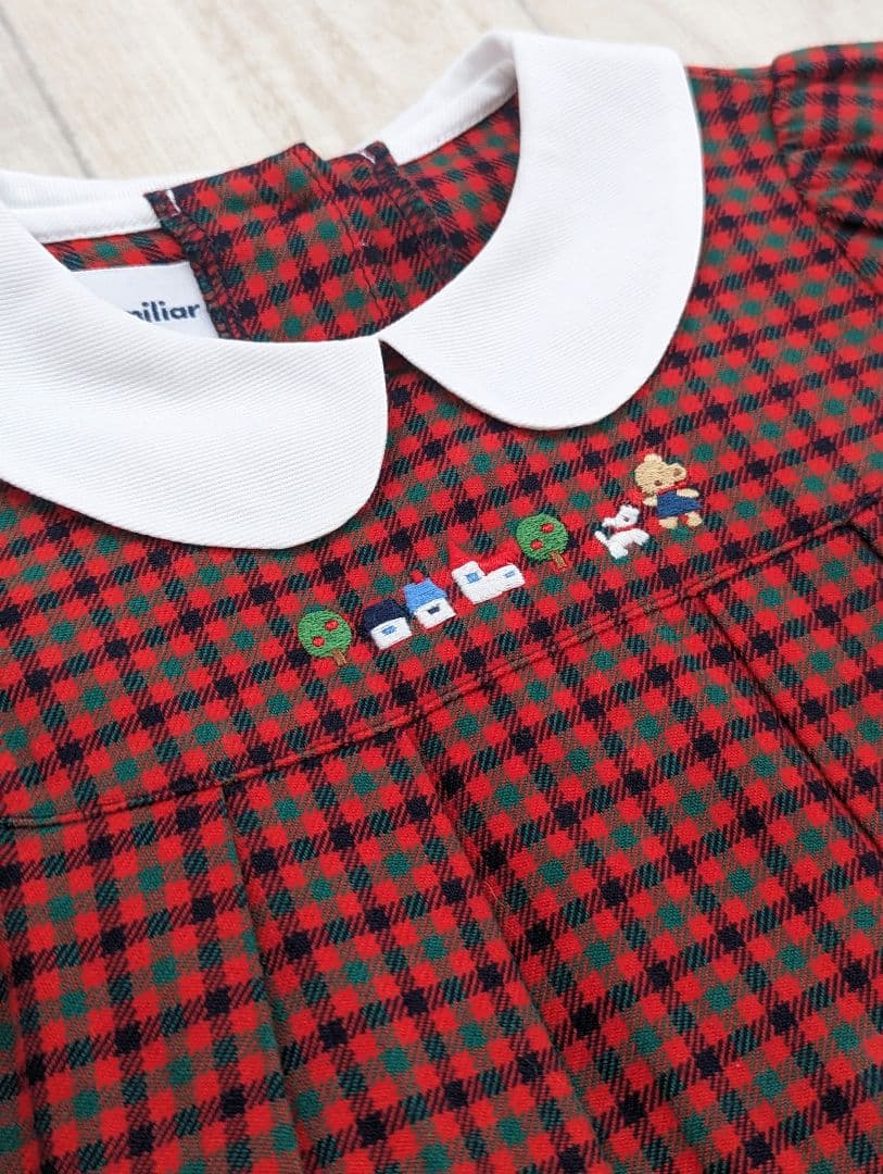 【現行品】familiar　チェック　カーディガン　80