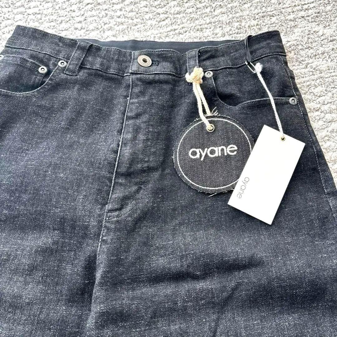 ayane アヤン ペイント加工バレルレッグデニムパンツ 36 ブラック 未使用