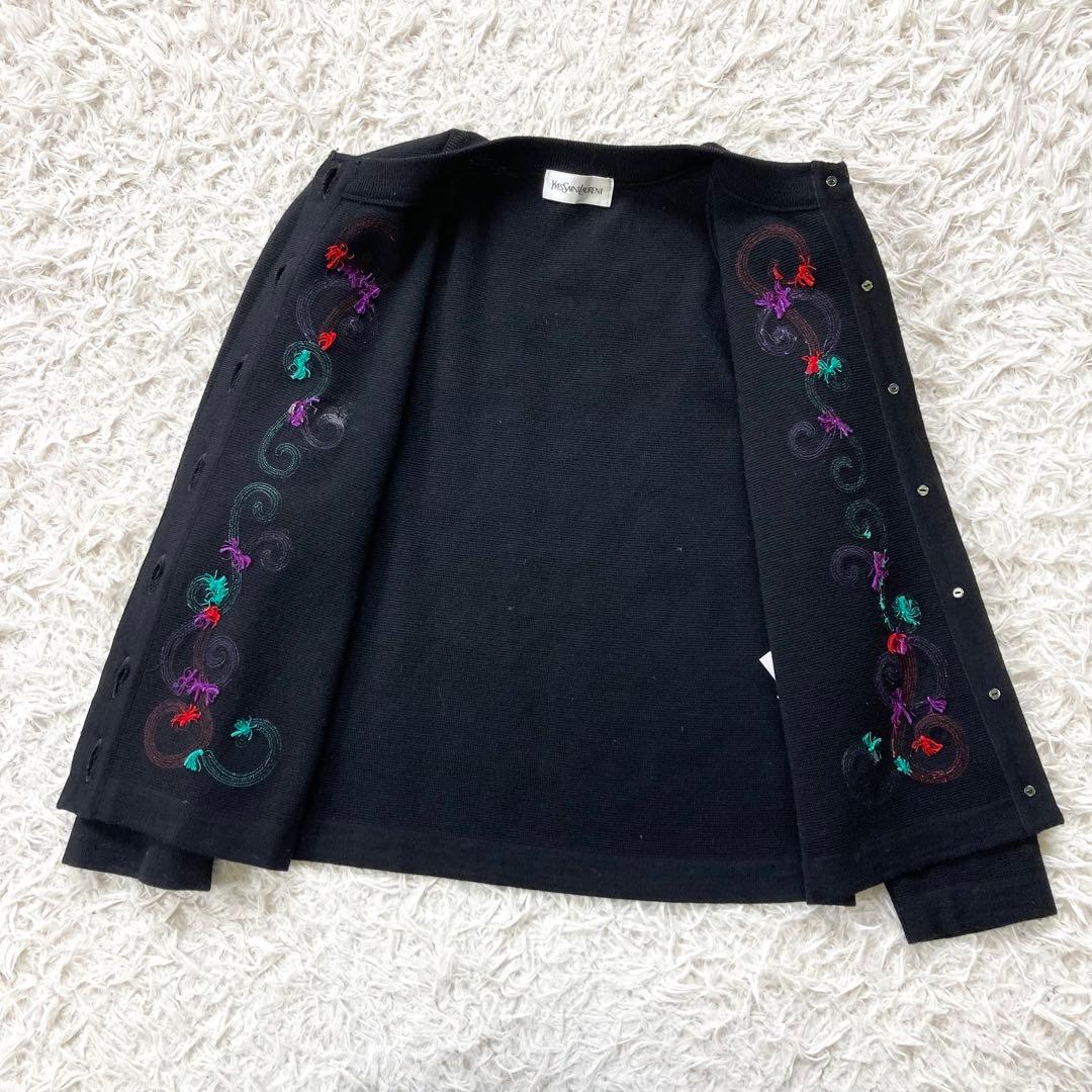 希少 イヴサンローラン ニット セーター YSL 刺繍ロゴ ウール100% M
