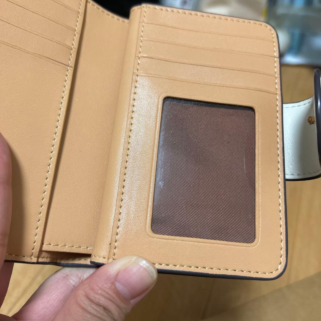 COACH ベージュ系チェック 二つ折り財布