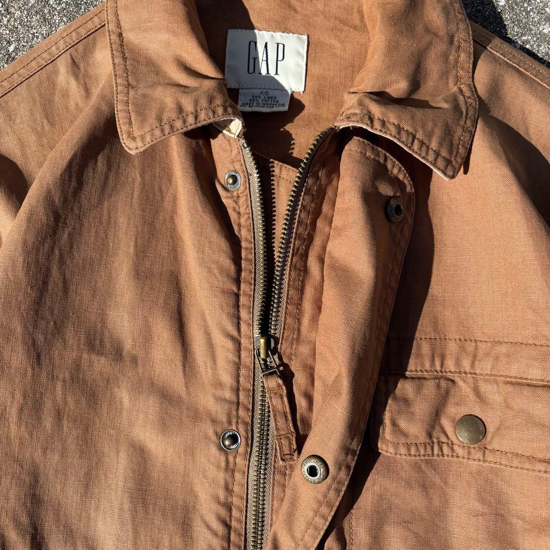 90s OLD GAP リネンジャケット カバーオール ブラウン 白タグ
