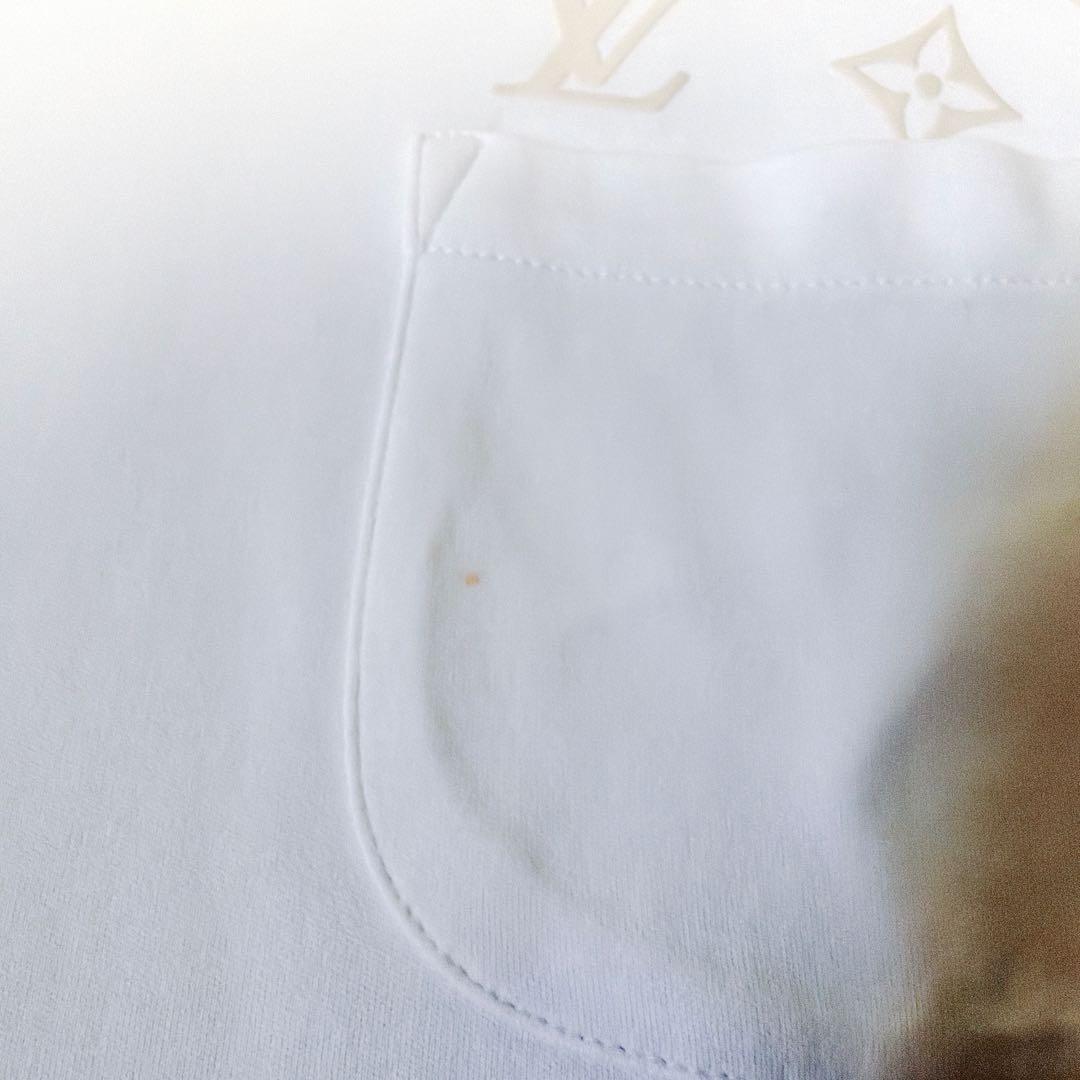 ルイヴィトン Tシャツ 胸ポケット モノグラム ロゴ ホワイト XSサイズ