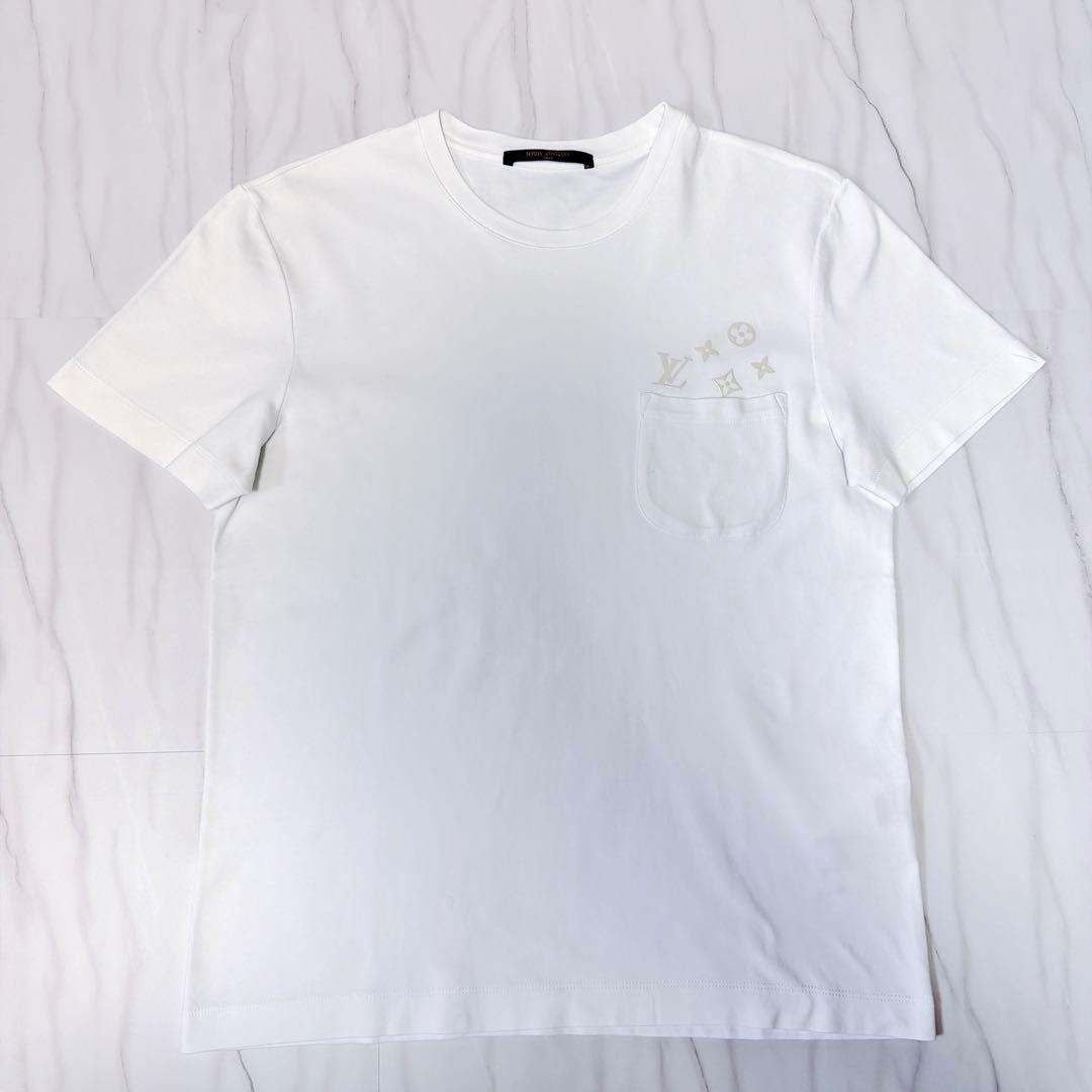 ルイヴィトン Tシャツ 胸ポケット モノグラム ロゴ ホワイト XSサイズ