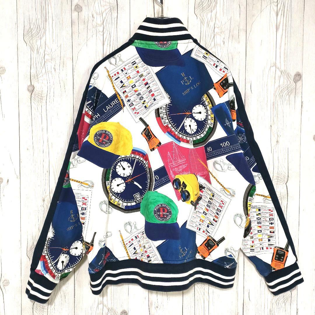 入手困難！ ポロラルフローレン トラックジャケット 総柄 刺繍ロゴ 現行 L