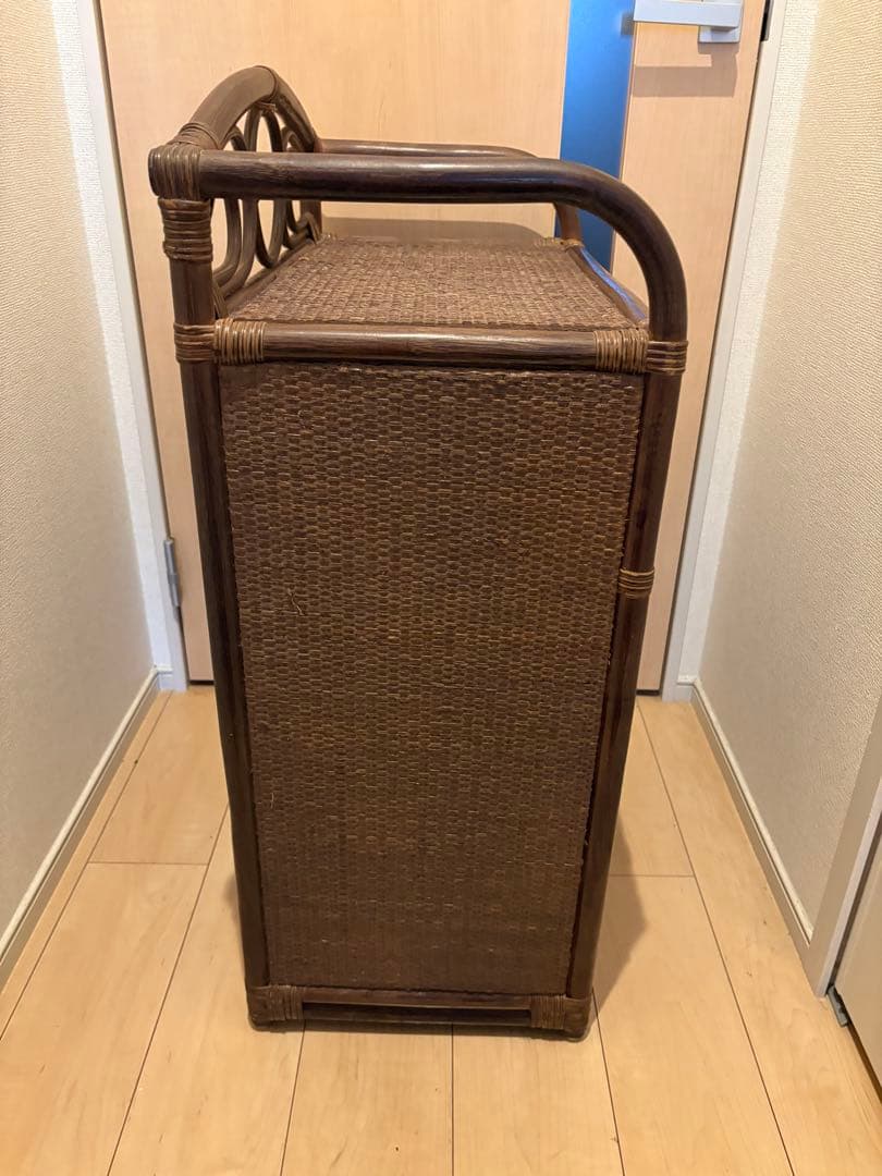 ꧁籐家具꧂ラタン4段チェスト（引き出し5杯）収納タンス レトロ　箪笥