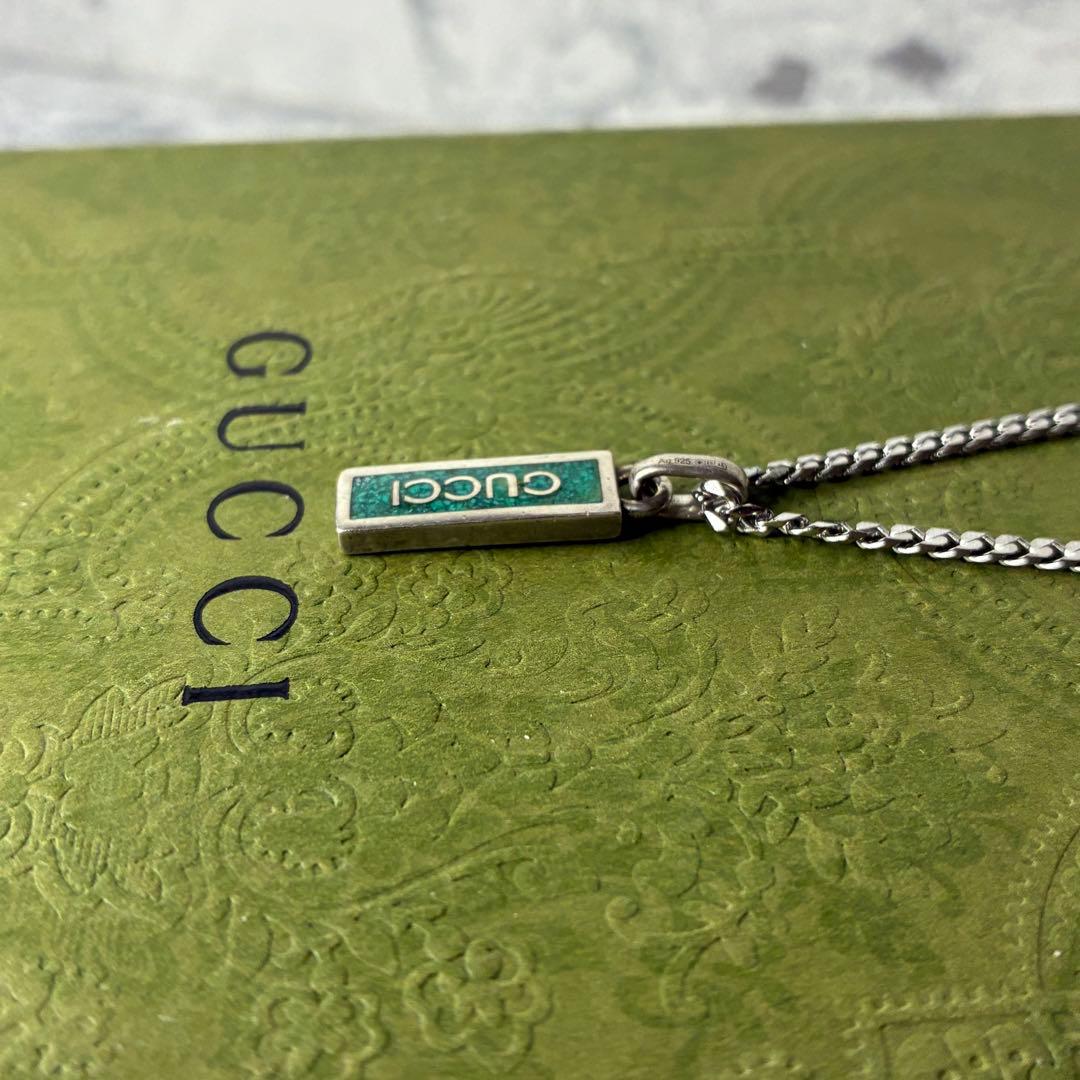 【美品✨】GUCCI ネックレス エナメルゴルメット ロゴプレート 喜平チェーン