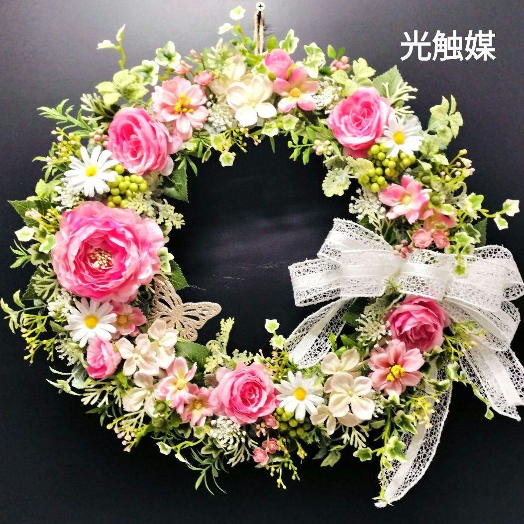 商品名【萌々】ゆきこ♥ラナンキュラスとローズのフラワーリース 春リース