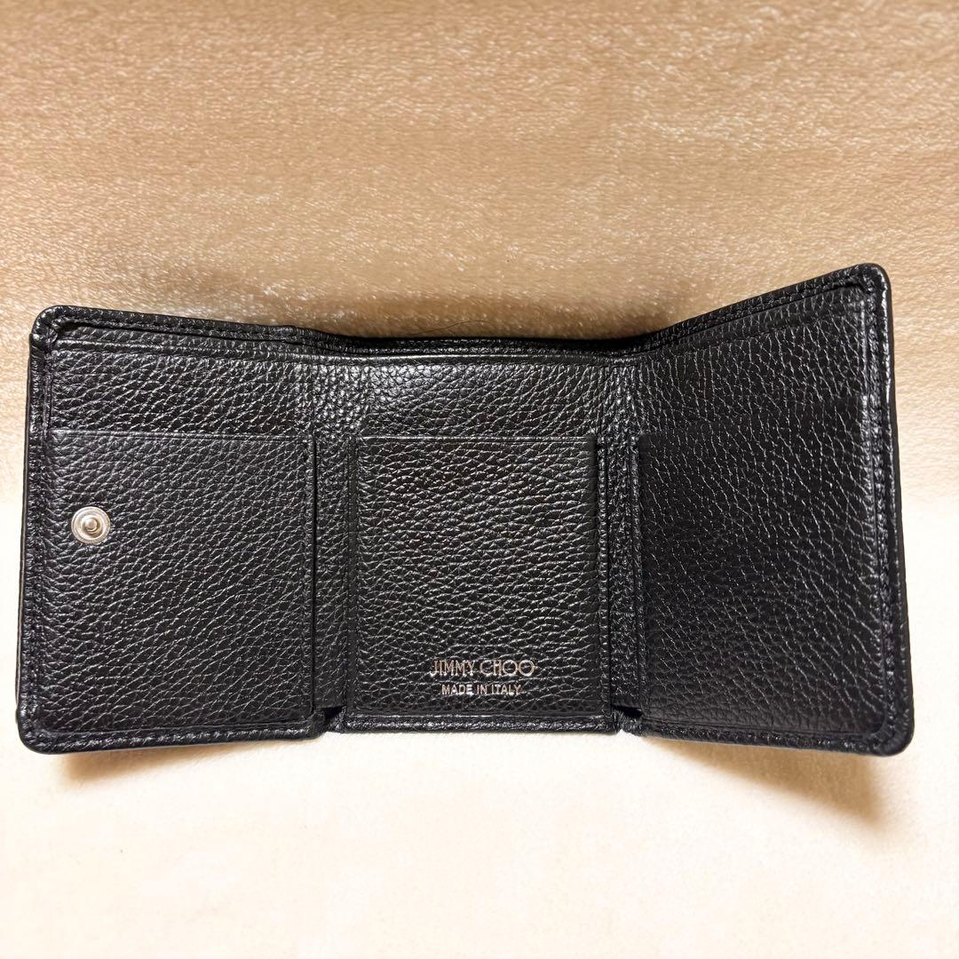 JIMMY CHOO Nemo 黒 レザー 三つ折り財布 スタースタッズ