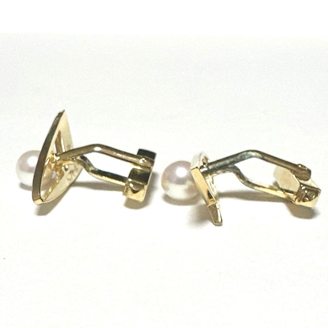 極美品　MIKIMOTO　ミキモト　カフス　メッキ　パール約6mm　ゴールド