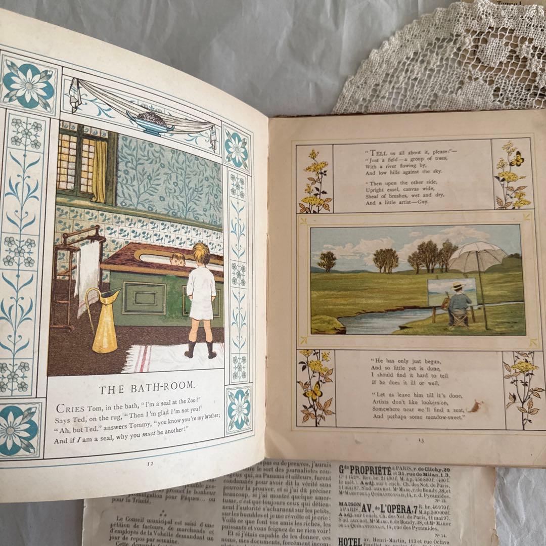 稀少1881年アンティーク美しい絵本イギリス洋書　古書　ジャンクジャーナルに