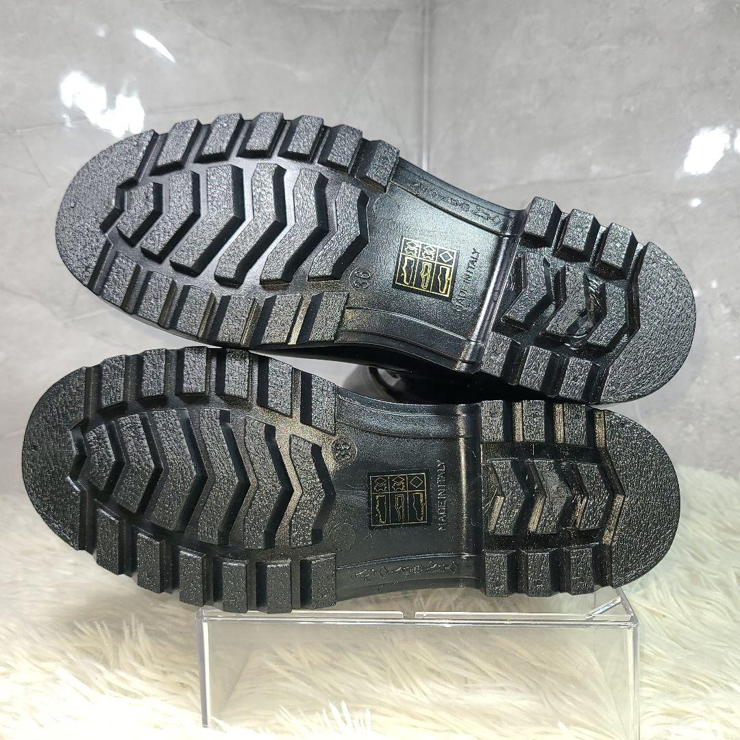【JIMMY CHOO】ロングレインブーツ　サイドベルトレザー切り替え　ブラック
