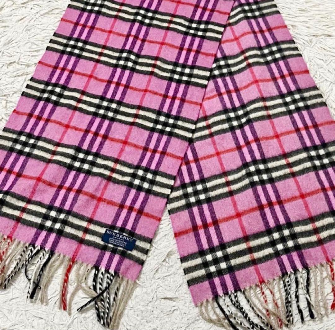 ノバチェック BURBERRY LONDONカシミヤ マフラー ピンク