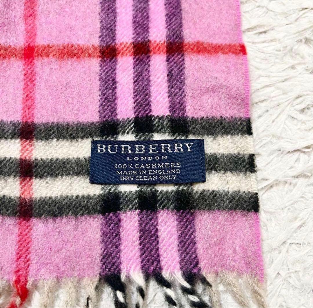 ノバチェック BURBERRY LONDONカシミヤ マフラー ピンク