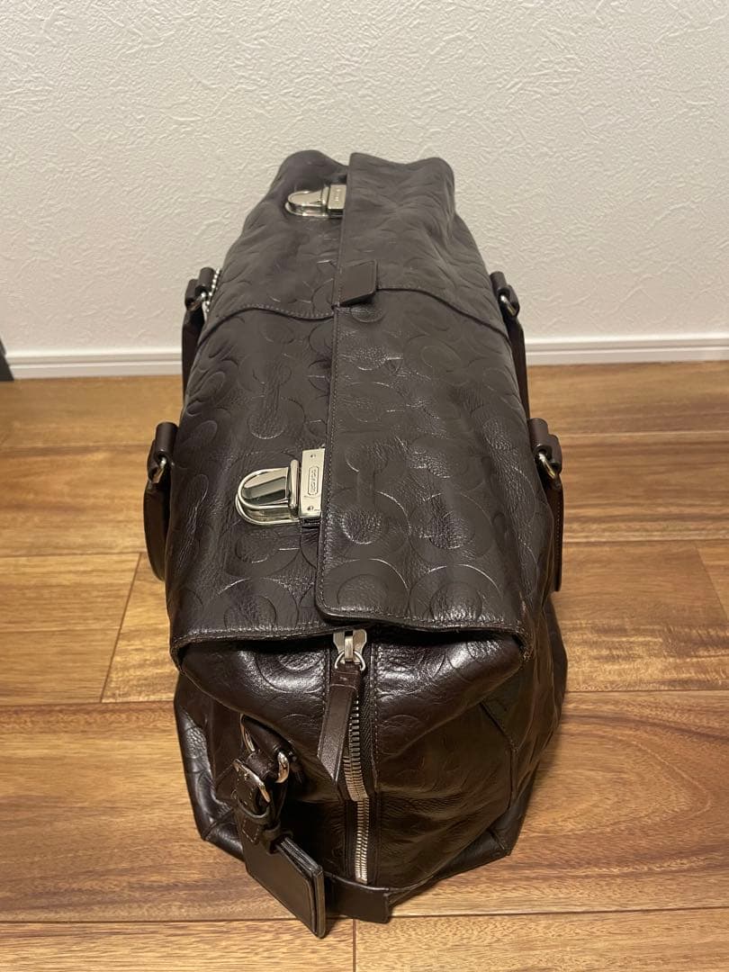 ボストンバッグ coach レザー ダークブラウン