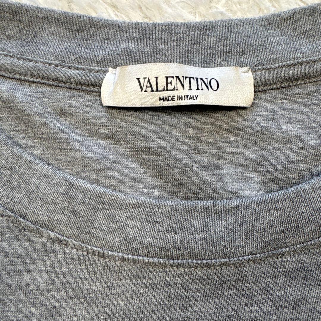 VALENTINO ボックスロゴTシャツ シルバー　グレー