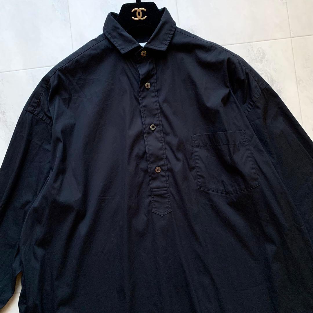 美品♡近年♡ティッカ シャツワンピース ハーフボタン コットン チャコールグレー