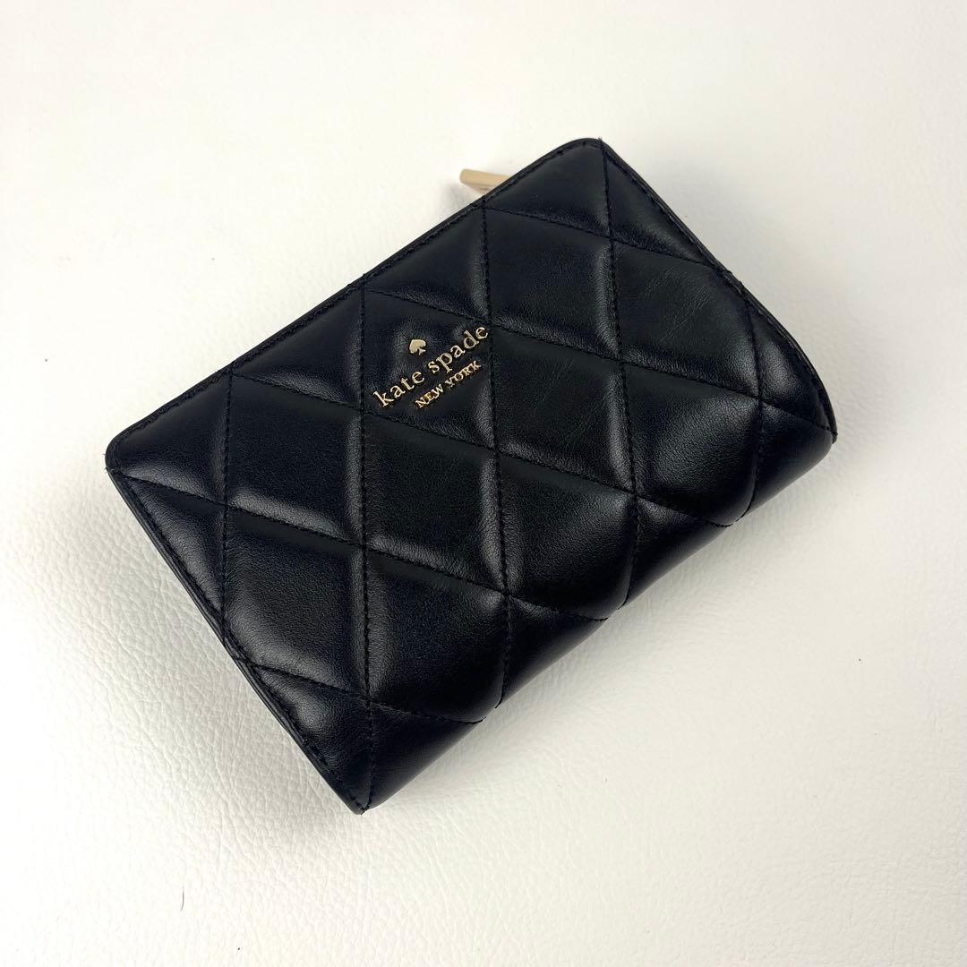 ほぼ未使用✨ ケイトスペード キルティング コンパクト 2つ折り財布 ステッチ