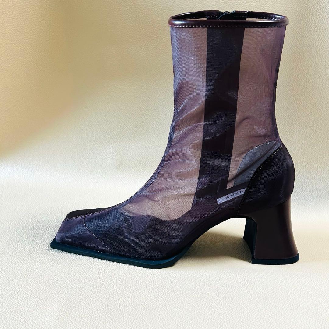新品 Ameri SHEER WAVE TOE BOOTS ブラウン M ブーツ